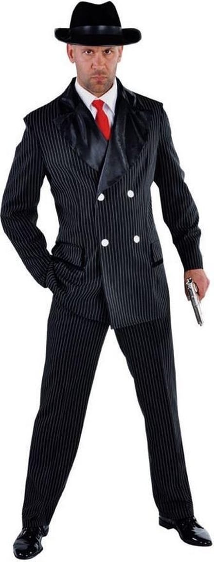 Magic By Freddy Verkleedpak Gangster Heren Zwart Polyester Mt M
