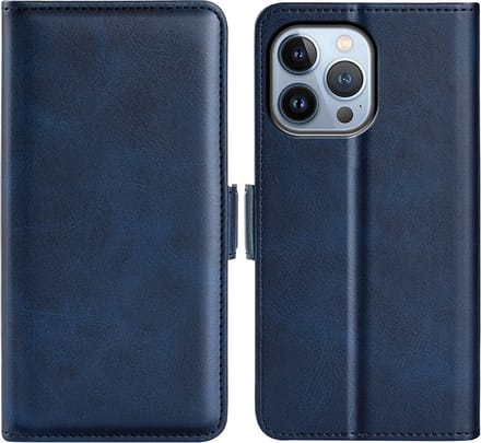 MobyDefend Hoesje - Geschikt voor iPhone 14 Pro Max - Luxe Wallet Book Case (Sluiting Zijkant) - Blauw
