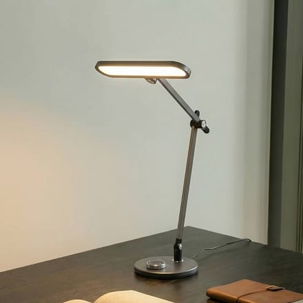Lindby LED tafellamp Elvir, grijs, aluminium, hoogte 53cm, CCT