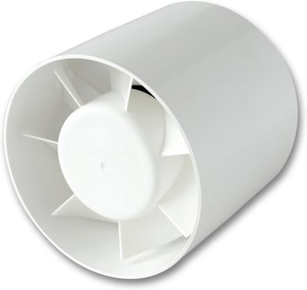 Afvoerventilator - Ventilator leiding - Lucht afvoeren - Geluidsarm - 120/125 mm - Wit
