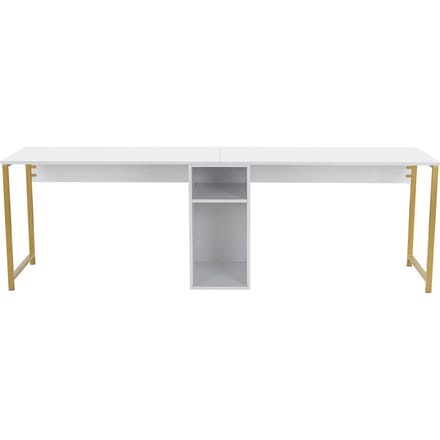 Skye Decor Twin Study Desk - Bureau - Wit/Goud - 240 cm