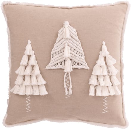 J-Line kussen Kerstbomen Kwasten - katoen - beige/wit