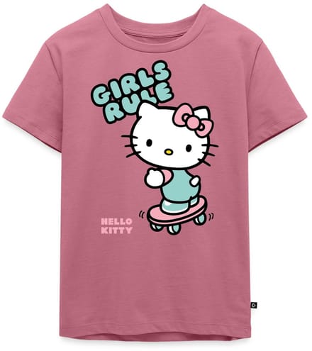 Hello Kitty Op Een Skateboard Met Girls Rules Premium T Shirt Kinderen