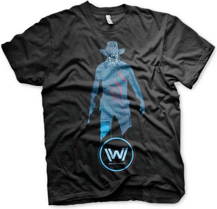 Westworld Heren Tshirt -S- Blue Circuit Cowboy Zwart