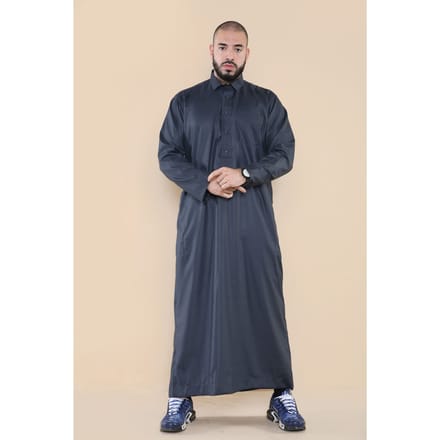 Mens grijze Thobe Jubba Saudi Ramadan Eid islamitische Kaftan Kaudara Arabische Jubbah