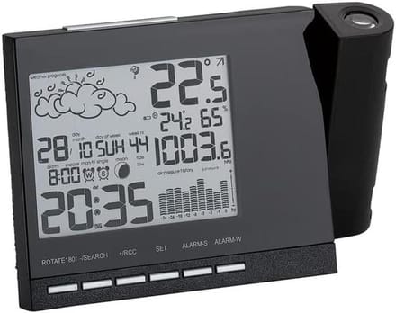 Draadloos weerstation met projectie en weersvoorspelling
