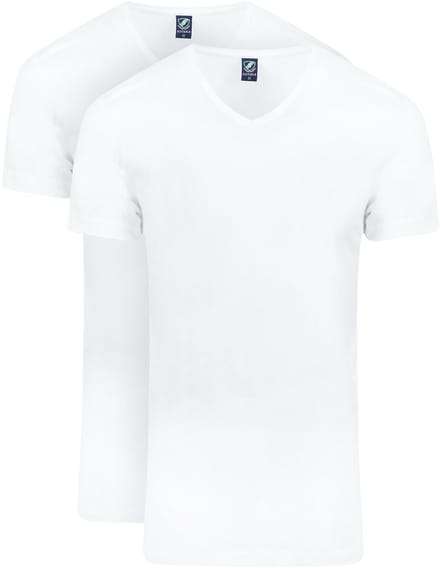 Suitable Vibambo T-Shirt V-Hals Wit 2-Pack - Maat L - Heren - Basic T-shirt - Ondershirt - Bamboo extra zacht en soepel ondershirt