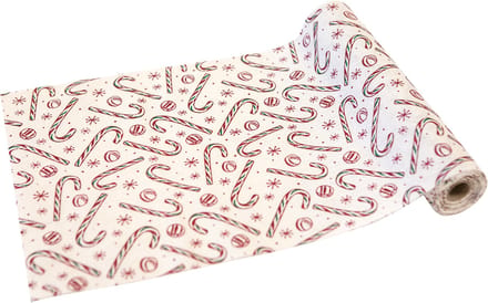 HOBI - Tafelrunner van stof met zuurstokken en glitter 3m kerstdecoratie