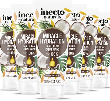 Inecto Naturals Coconut Miracle Hydration Hand Cream - 6 x 75ml - Voordeelverpakking