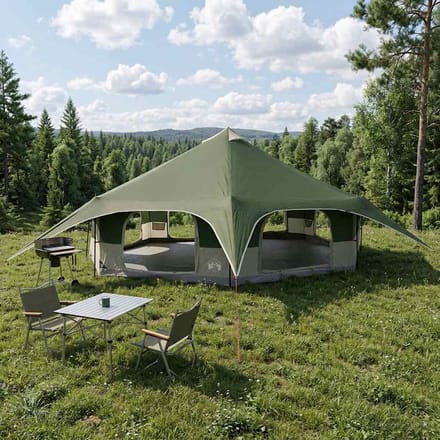 vidaXL - Familietent - 18-persoons - Groen - 185T - Polyester - met - PU - Coating