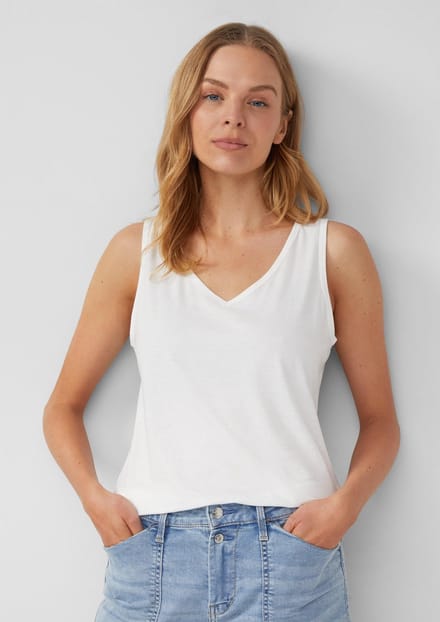T-shirt Top van jersey met uitsnijding en strik voor vrouw s.Oliver