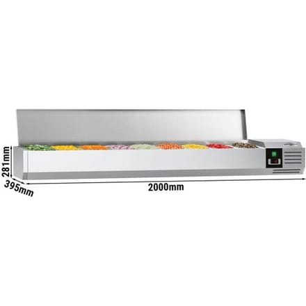 GGM Gastro Kühlaufsatzvitrine PREMIUM - 2000x395mm - 9x GN 1/3 Zilver