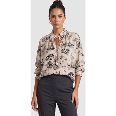 ARKET Hawa Printed Blouse Beige Größe: 32 | Longsleeves Outlet | Damen | Braun