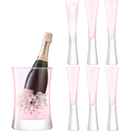L.S.A. - Moya Champagne Serveerset Set van 7 Stuks - Glas - Roze