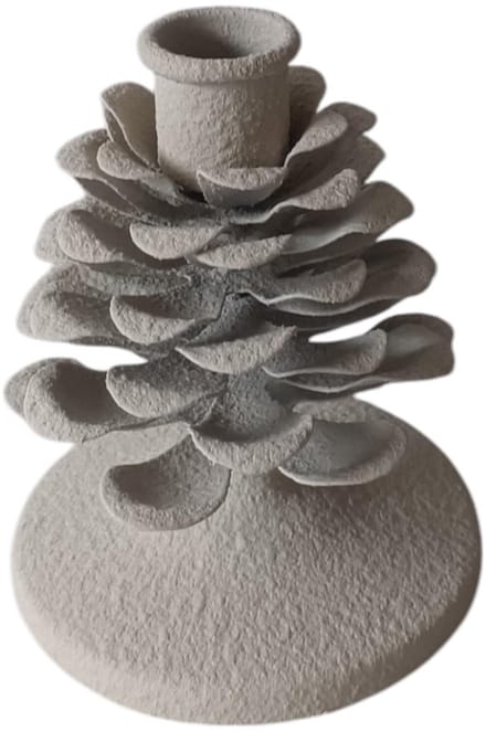 Kandelaar Pinecone wit 9,5x9,5x11,5cm