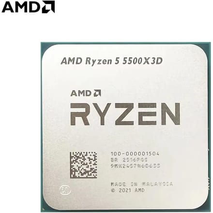 AMD Ryzen 5 5500X3D 6C/12T 4,0GHz CPU-processor AM4 Socket 96MB L3-cache 3D V-Cache Desktopcomputercomponent Geen ventilator