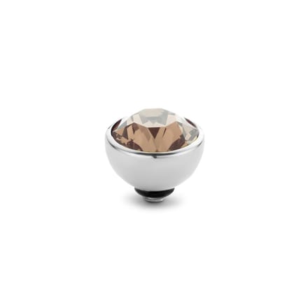 Melano twisted steen rond - zilverkleurig + salmon - dames - 8mm