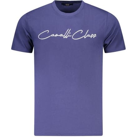 Cavalli Class Blu Katoenen Heren T-Shirt
