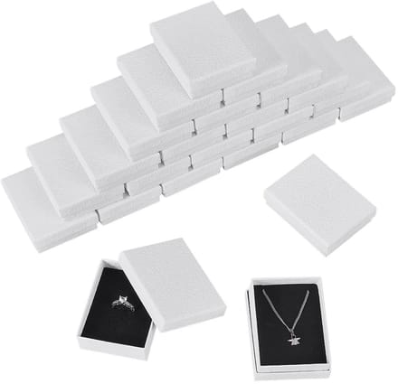 Dailygoods - 16 Stuks Witte Kartonnen Sieraden Dozen - Perfect voor Geschenken en Display