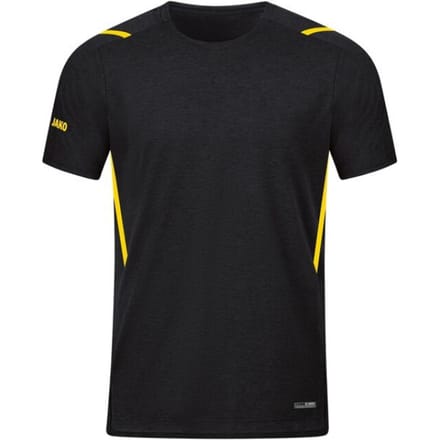 Jako Challenge T-Shirt Kinderen - Zwart Gemeleerd / Citroen | Maat: 164