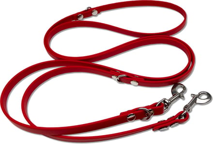 Miqdi - verstelbare, handsfree hondenriem van BioThane®- 3 meter lang - rood - extra comfort - M - voor middelmaat hond