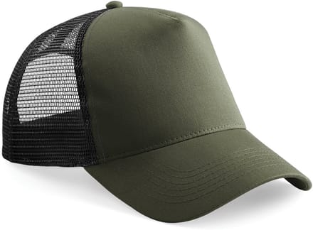 Beechfield Heren Half Mesh Trucker Cap / Hoofddeksel (2 stuks) (Olijfgroen/zwart)