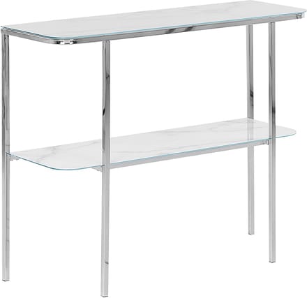 CALVERT - Consoletafel - Wit/Zilver - Veiligheidsglas