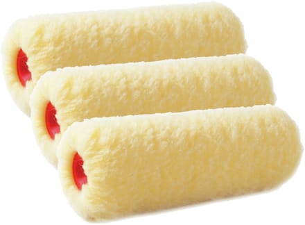 Set van 3x stuks muur vacht verfrollers polyester eenmalig gebruik 9,6 x 25 cm - Verfspullen - Schildersbenodigheden