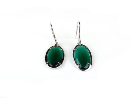 Zilveren oorringen oorbellen Model Oval groene stenen