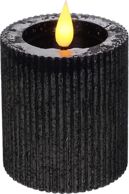 Ideas 4 Seasons - LED pilaarkaars klein - Zwart - Ø 7 cm x 7,5 cm