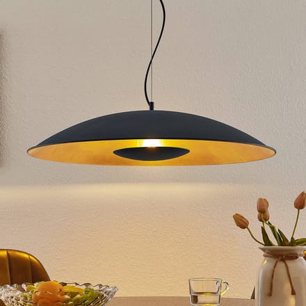 Lindby hanglamp Narisara, Ø 80 cm, E27, zwart-goud