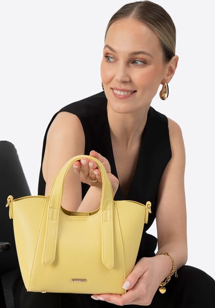 Wittchen Mini Lederen Tas - Gele Kleur - Met Afneembaar Etui - Eco-leer