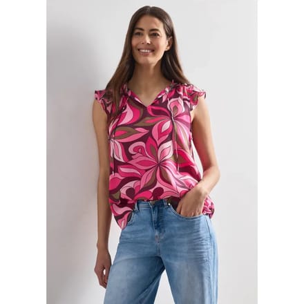 Chiffon bloes met gespleten hals