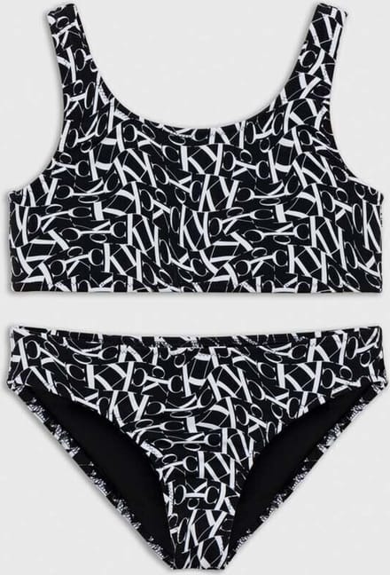 Calvin Klein Jeans - Bikini Bralette Set Print - CK ONE Waped Monogram Black - 10/12 jaar