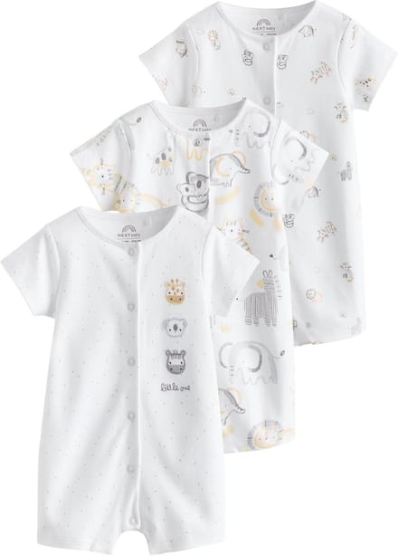 Next - Pasgeboren unisex - Verpakking van 3 jersey babyrompertjes - Wit