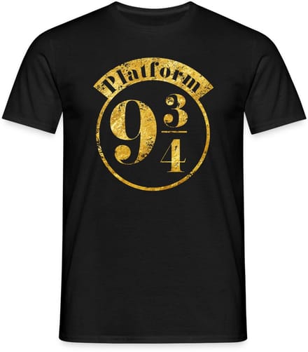 Harry Potter Perron 9 3/4 Faux Gouden Textuur T-Shirt Heren