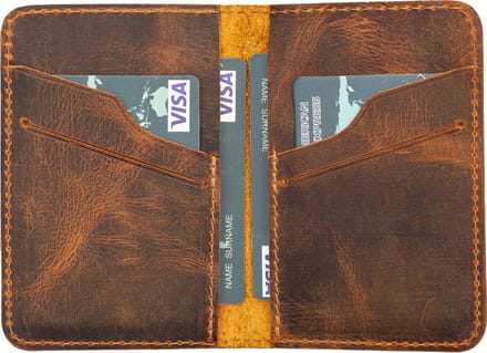 Pulledro echt leer Cardholder Pasjeshouder Portemonnee - Antic Coffee