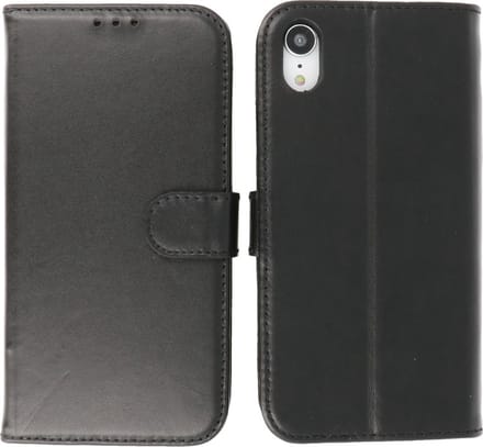 iPhone XR Hoesje - Echt Lederen Wallet Case Telefoonhoesje - Zwart