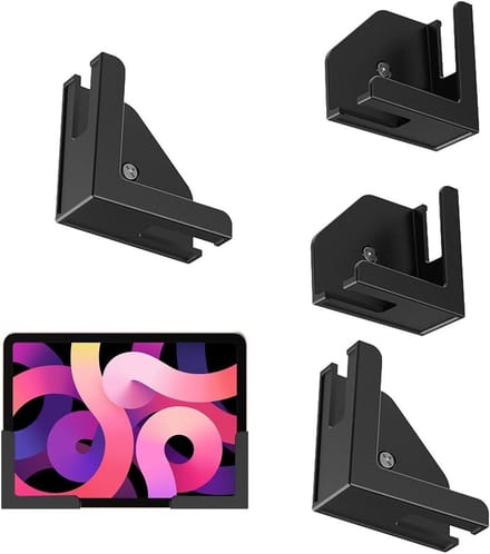 Tablet Wandhouder - Oplaadstandaard E-reader - Bureau Organiseren - Zelfklevend of Schroef - Tot 20 mm dik - Wit