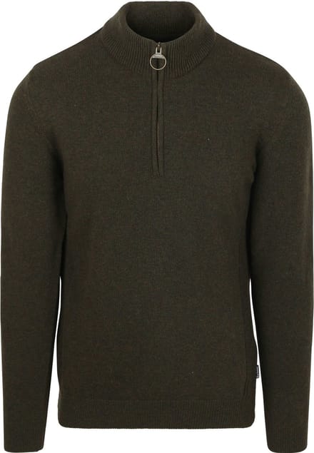 Barbour Half Zip Trui Wol Olive - Maat M - Heren - Quarter zip