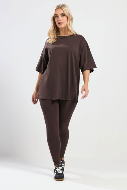 Yours Chocoladebruin Relaxed Longline Tshirt Size 62-64