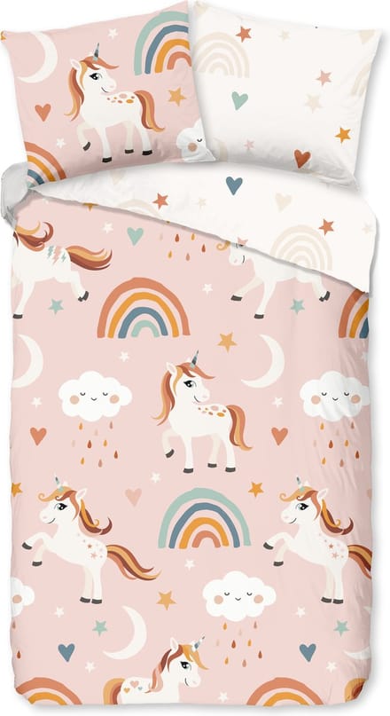 Pure dekbedovertrek eenhorens en regenbogen - 1 persoons 140x200/220 cm - Multi - Microvezel