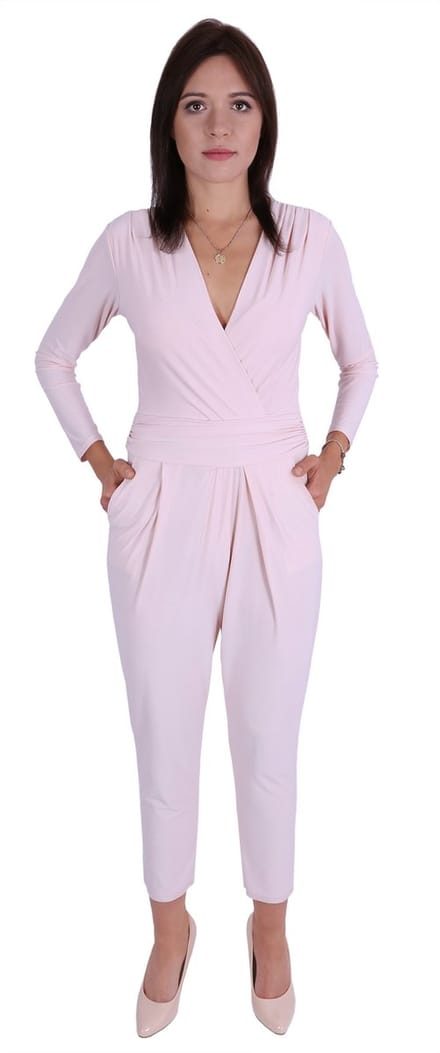 John Zack Jumpsuit met lange mouwen in poederroze