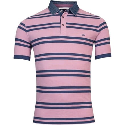 Baileys Polo Duo Yarn Dyed Stripe Denim Collar Solid Piqué Lila / male