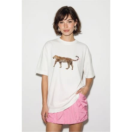 Oversized Leeuwenprint Katoenen T-Shirt