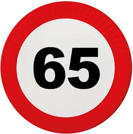 Feestbordjes 65 jaar stopbord