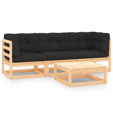 vidaXL - 4-delige - Loungeset - massief - grenenhout