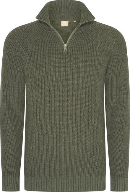Mario Russo Rib Skipper - Heren Trui - Half Zip - Agave Groen - 3XL