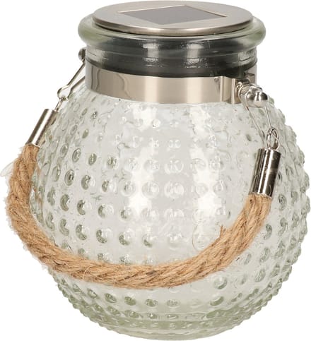 Anna's collection Solar lantaarn glas - transparant - bubbel structuur - 10 x 12 cm