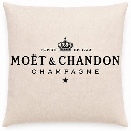 Moët & Chandon - Kussen - Wit - Champagne - Kussensloop - 45X45 CM - Linnen - Auto - Decoratie - Boot - Hotel - DUBBELZIJDIG